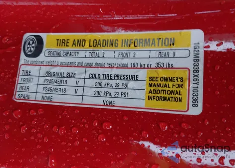 2006 Pontiac Solstice z USA, uszkodzony, nr VIN 1G2MB33BX6Y103368